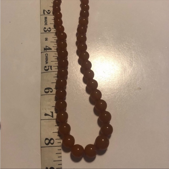 AMBER Graduated Bead Necklace Butterscotch / Egg Yolk Antique Art Deco 18” - Picture 6 of 8
